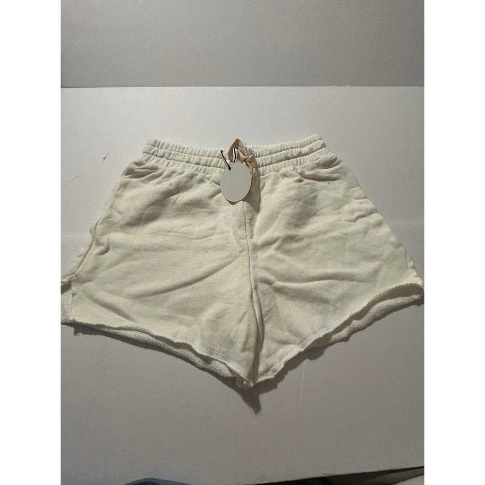 NIA The Brand White Cotton Terry Sweat Shorts Raw Hem Sz XS NWT Beach Lounge